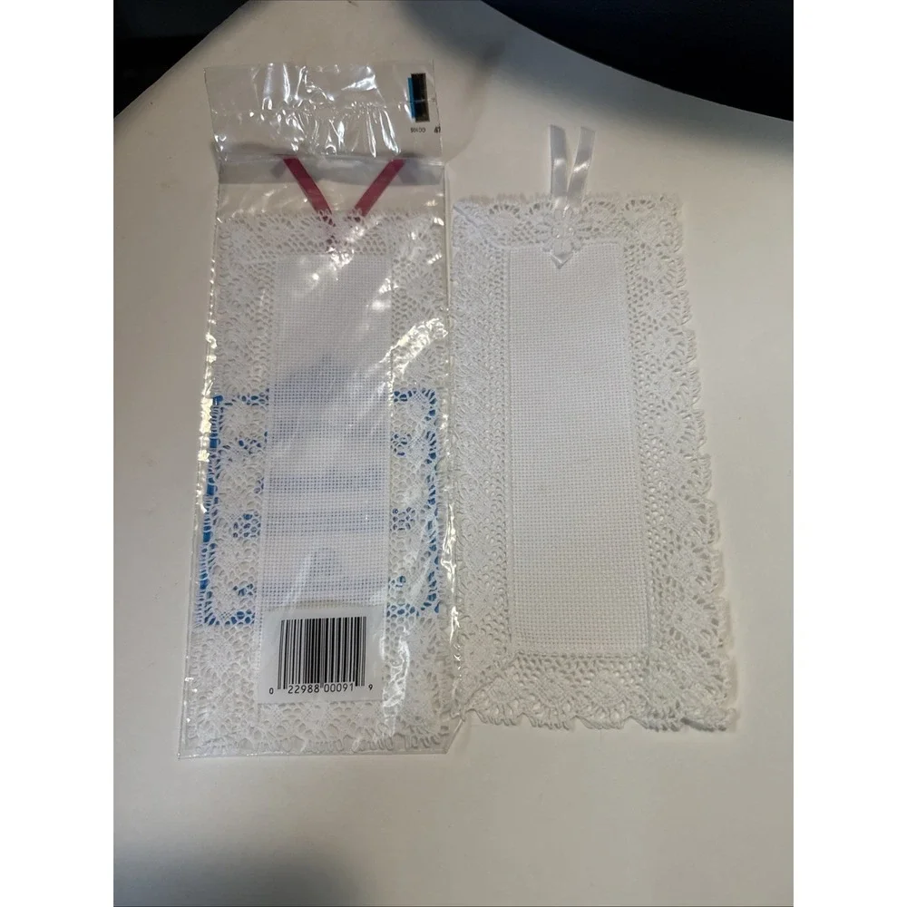 2-Stitch-n-Mark Cross Stitch Bookmark Lace Aida 18 Count Cottagecore Whimsical
